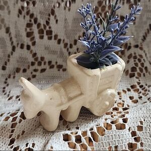 Vintage Donkey Pulling Cart Planter